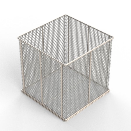 Anysizebasket Rectangular Wire Mesh Basket: 10Lx10Wx10H, 304 SS, 3/16 Rod Frame, No Handles, Mesh: 2 x .063 TMT-100100100-N02S